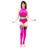 Glitter Mist Halter Top - Raspberry